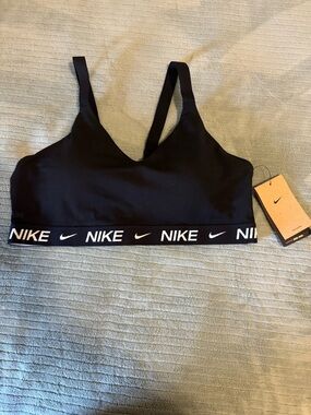 Nike Black Branded Elastic Logo Sports Bralette